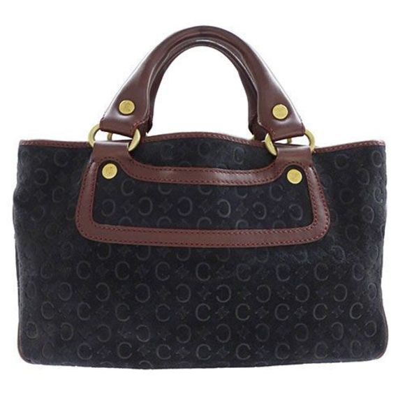 Celine Bag Women's Brand Tote Handbag Suede Leather Boogie Bag Black Bordeaux - Picture 1 of 10
